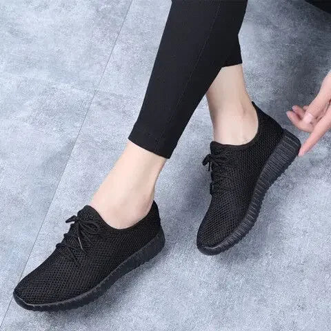 Women's Vulcanize Shoes 2025 Autumn Sneakers Solid Black Red Shoes Gym Fitness Trainers Walking Sport Shoes Female Zapatos Mujer