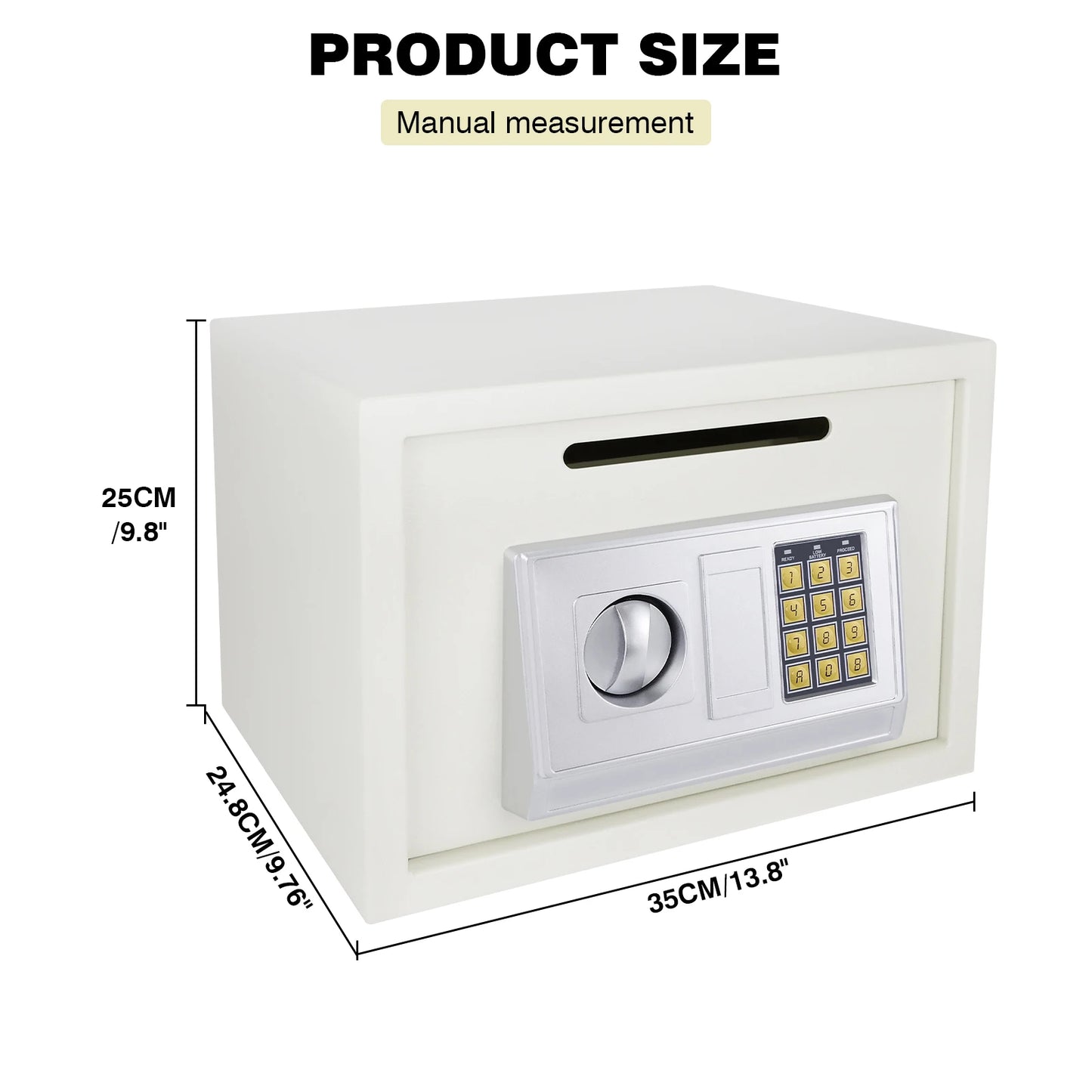 16L Large Security Box Electronic Digital Steel Safe Home Office Money Cash Safety Box Electronic Security - 2 Lock Types 2 Keys