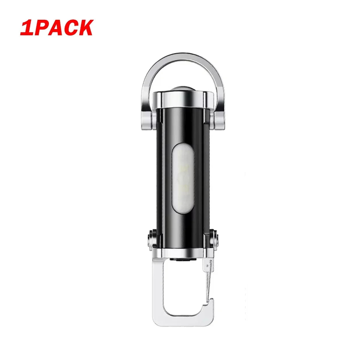 Mini Keychain Flashlight Rechargeable Pocket COB Working Light Outdoor Hook Emergency Warning Light for Camping Walking Hiking