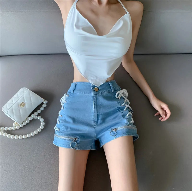 21 Style Sexy Vintage Strappy Y2K Halter Crop Top Women Summer 90s Backless Cami Tops Tees Ladies Fashion Fitness Camisole Party