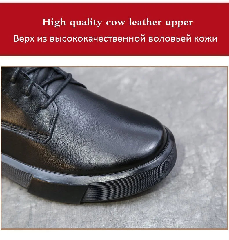 DRKANOL 2026 Fashion Women Boots Autumn Winter Shoes Soft Bottom 100% Genuine Leather Flat Mid Calf Boots Women Casual Warm Boot