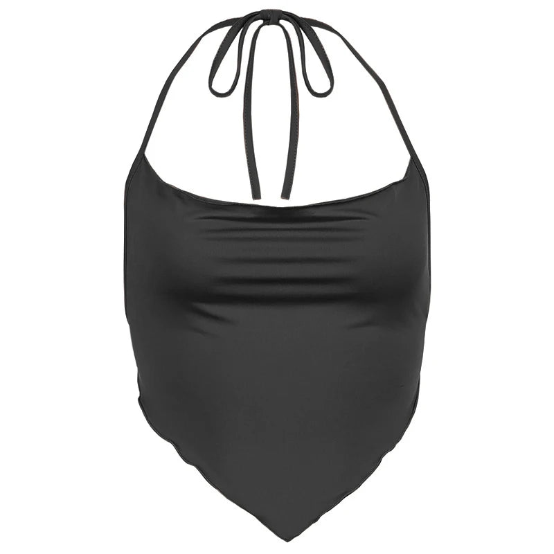 21 Style Sexy Vintage Strappy Y2K Halter Crop Top Women Summer 90s Backless Cami Tops Tees Ladies Fashion Fitness Camisole Party