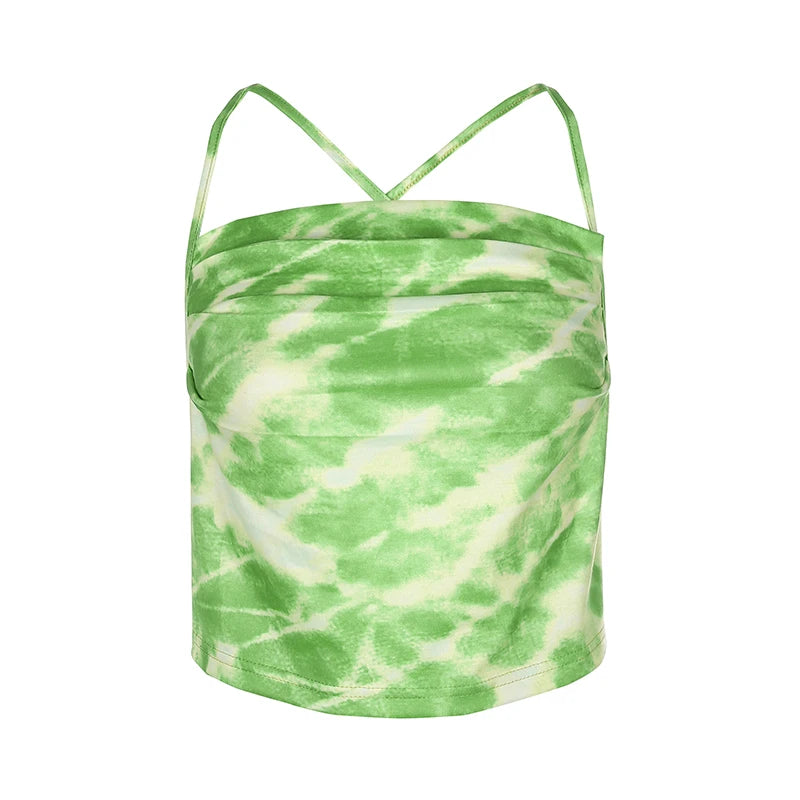 21 Style Sexy Vintage Strappy Y2K Halter Crop Top Women Summer 90s Backless Cami Tops Tees Ladies Fashion Fitness Camisole Party