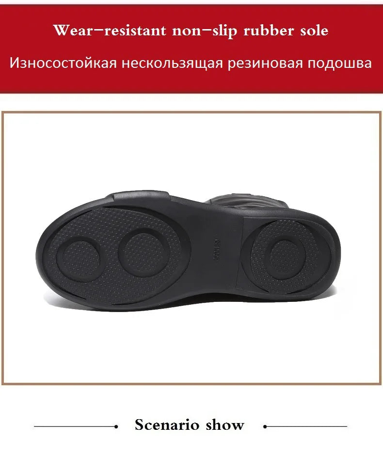 DRKANOL 2026 Fashion Women Boots Autumn Winter Shoes Soft Bottom 100% Genuine Leather Flat Mid Calf Boots Women Casual Warm Boot