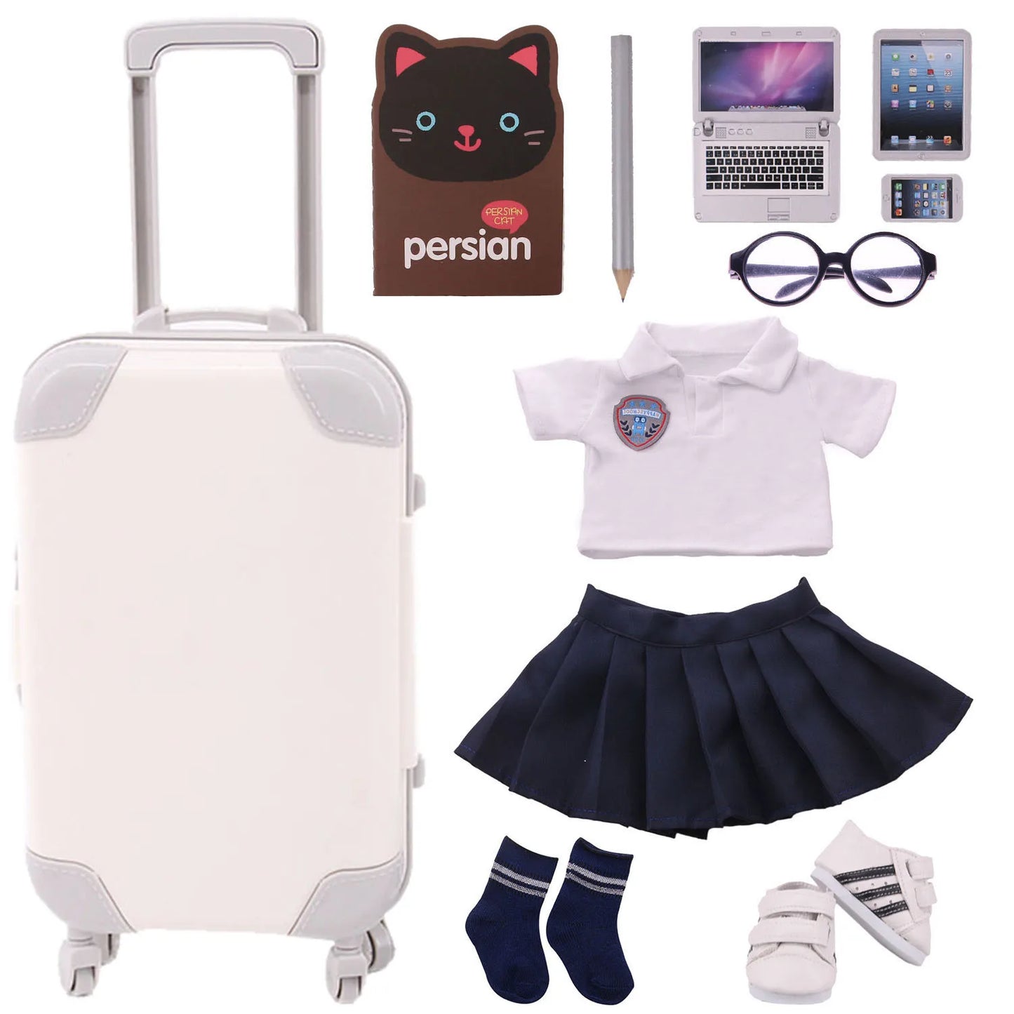 4Pcs=Raincoat+Umbrella+Rain Boots+Suitcase For 18 Inch American Doll&43Cm Reborn Baby Doll Accessories Generation Girl DIY Toys