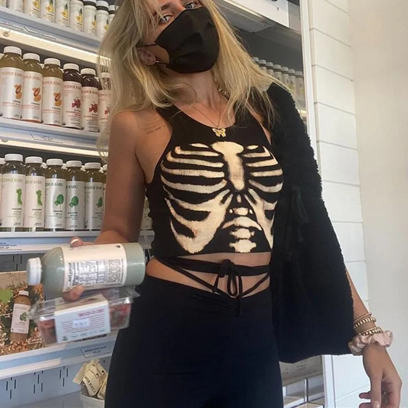 21 Style Sexy Vintage Strappy Y2K Halter Crop Top Women Summer 90s Backless Cami Tops Tees Ladies Fashion Fitness Camisole Party