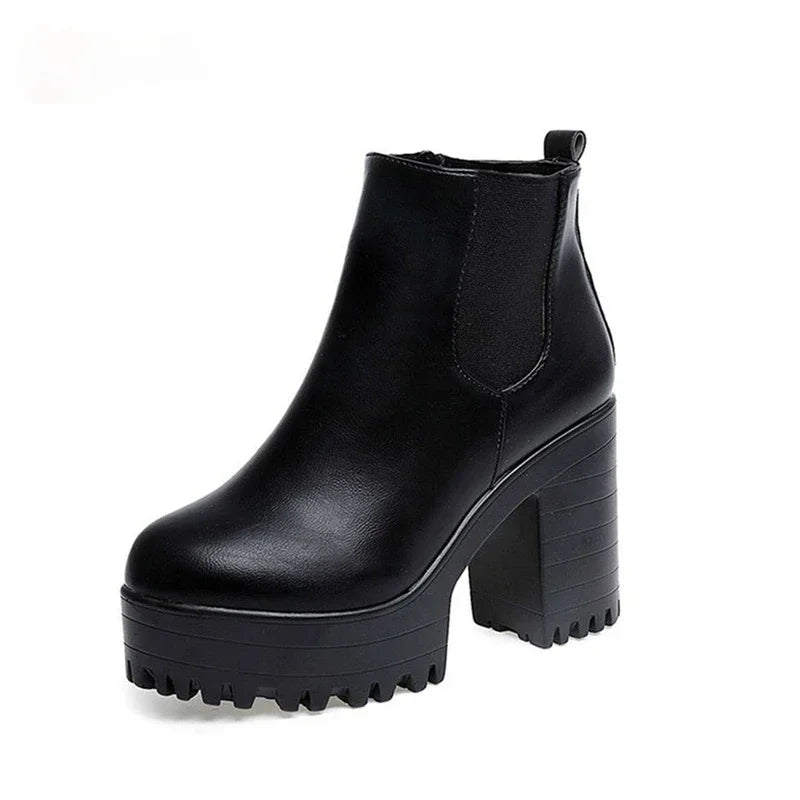 2024 Autumn/Winter New Women's Short Boots, Coarse Heel, European and American Women's Shoes with Velvet