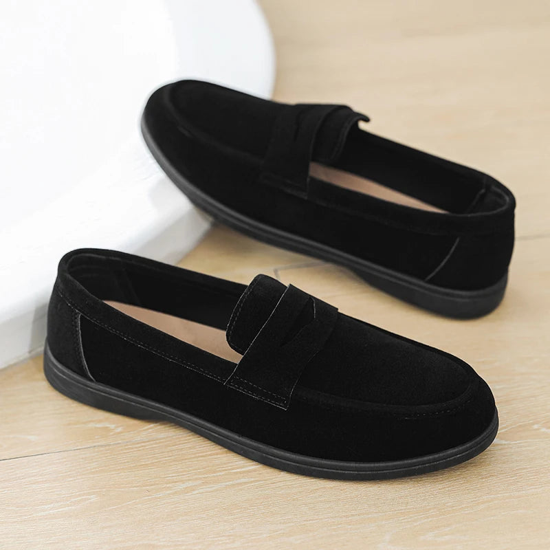 Genuine Leather Men Casual Shoes Luxury Brand Breathable Slip on Black Driving Shoes Moccasins Plus Size 39-45 Soft Men Loafers