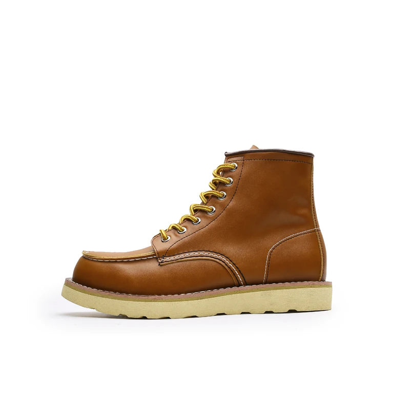 Red Black Winter Mens Shoes Desert Keep Warm Vintage Culture Rookie Men Genuine Leather Motorcycle Boots Men Western