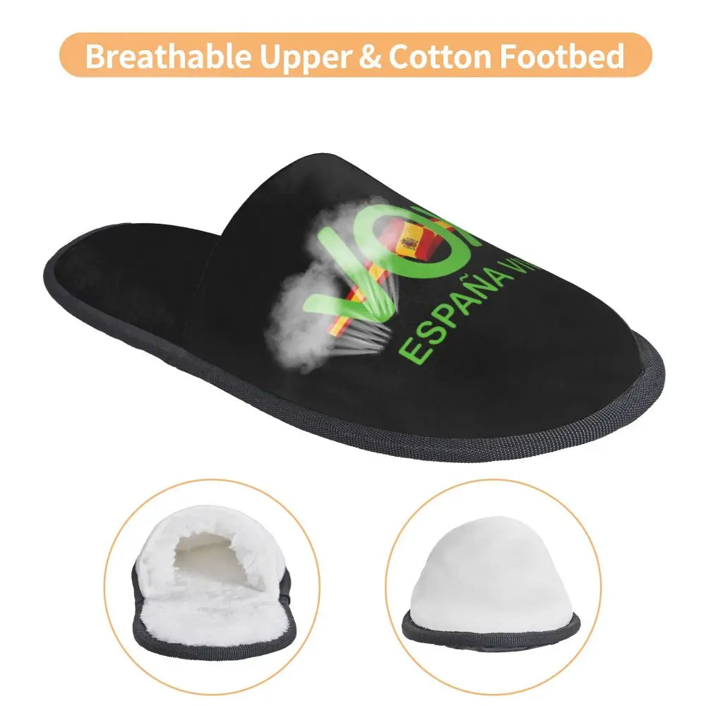 Custom Spain Vox Stripe Flag Soft Scuff With Memory Foam Slippers Women Spanish Political Party Spa House Shoes