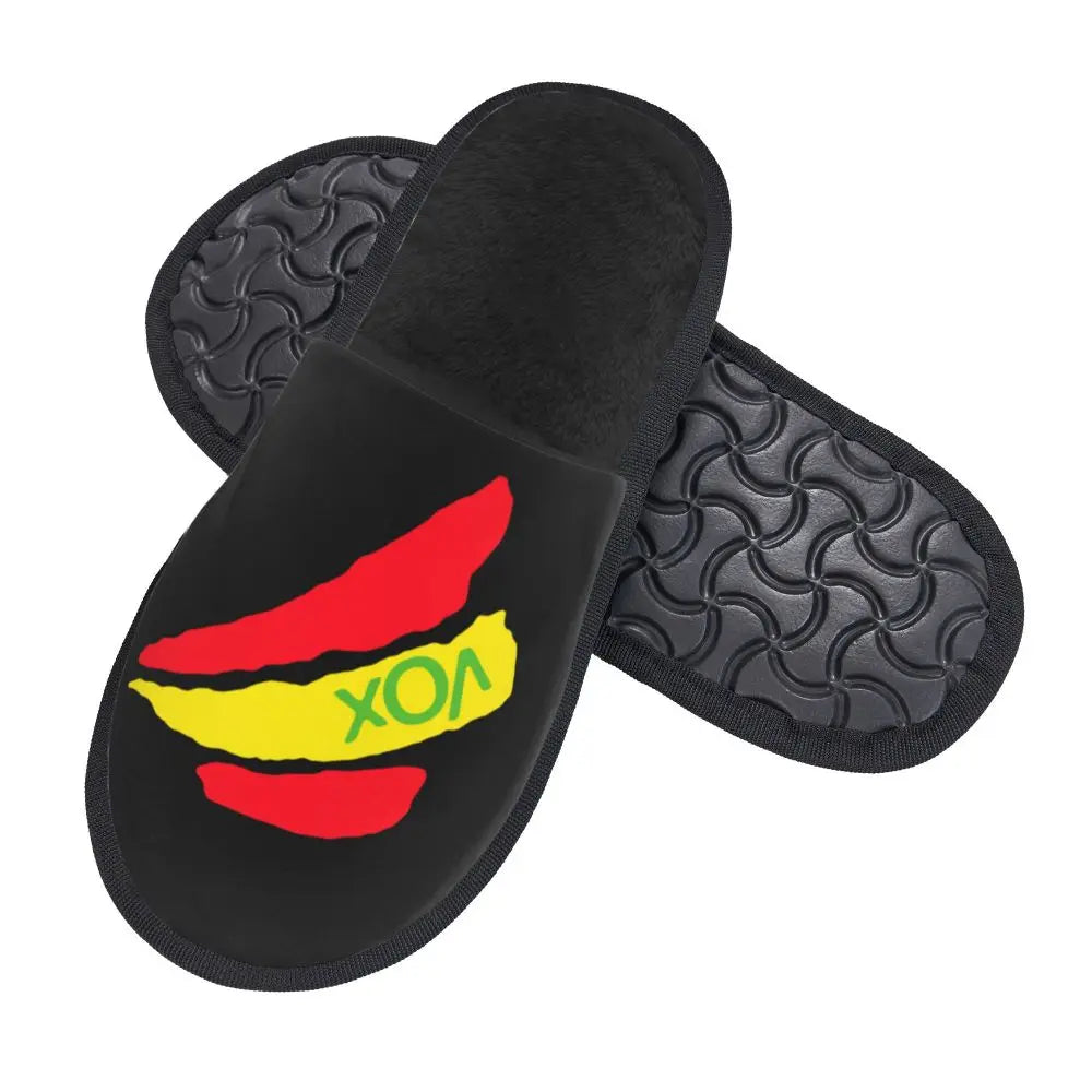 Custom Spain Vox Stripe Flag Soft Scuff With Memory Foam Slippers Women Spanish Political Party Spa House Shoes