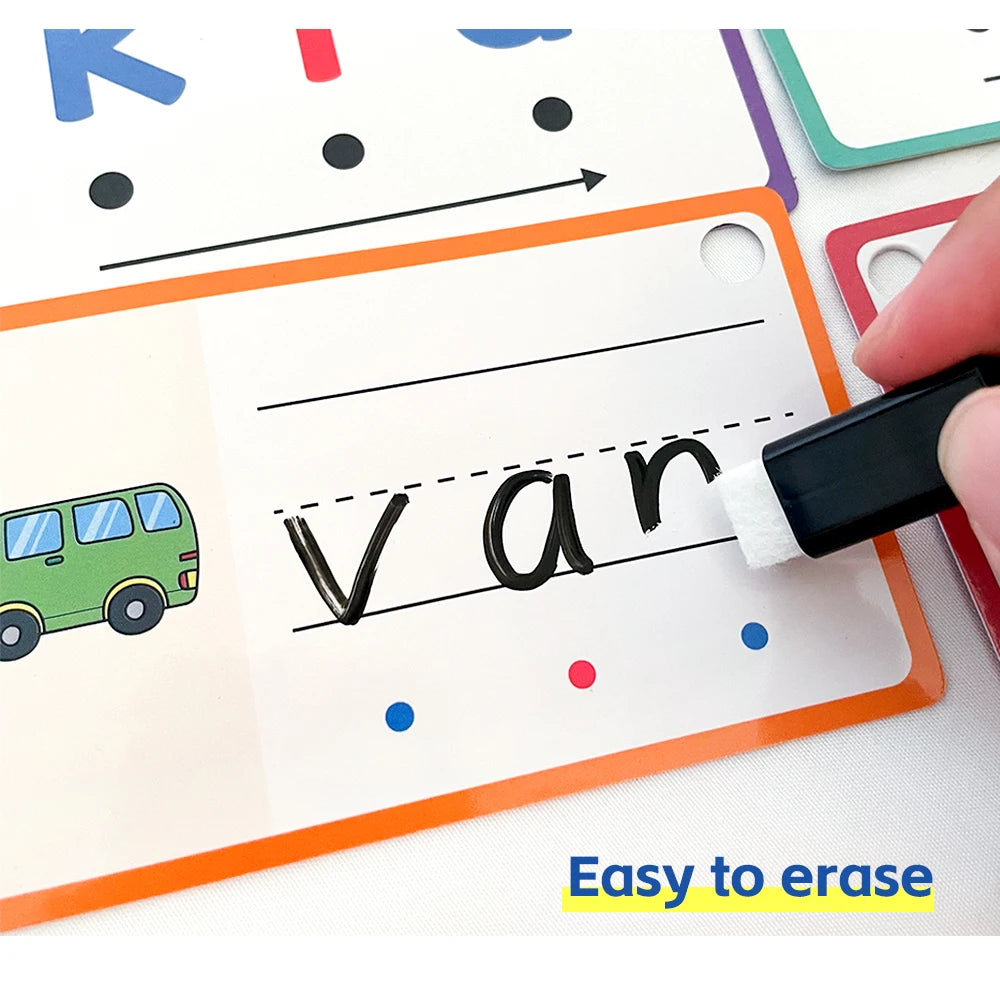 Montessori CVC Words Writing Cards, Phonics Games, Beginning Phonics Word Builders, Sorting Spelling Word Learning Aids, 60 Card