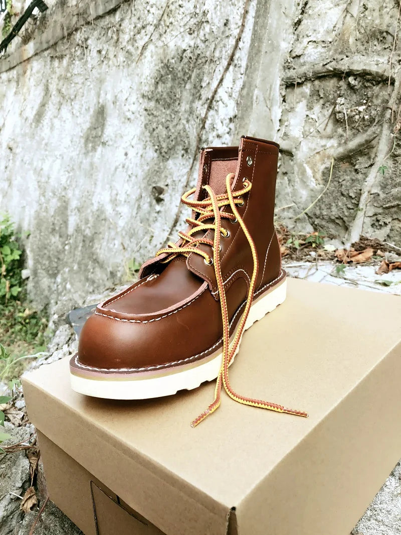 Red Black Winter Mens Shoes Desert Keep Warm Vintage Culture Rookie Men Genuine Leather Motorcycle Boots Men Western