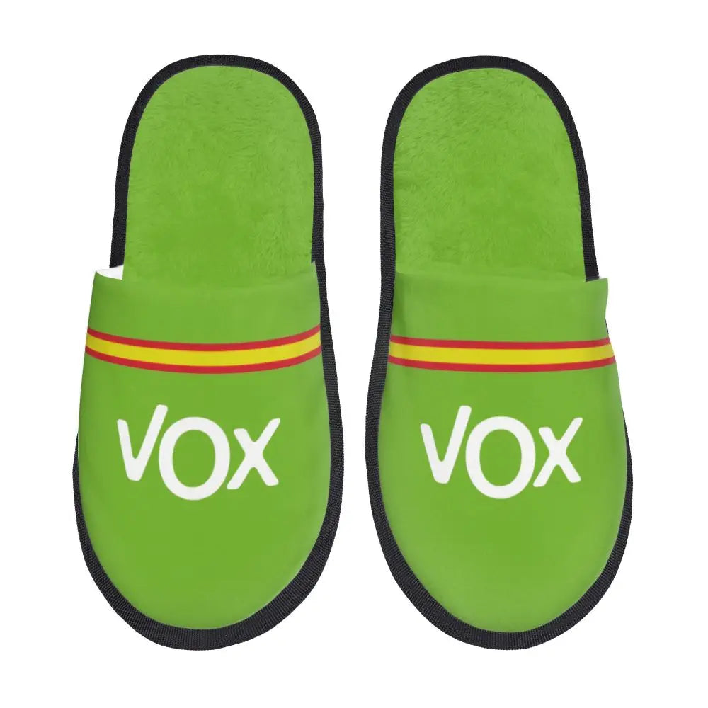 Custom Spain Vox Stripe Flag Soft Scuff With Memory Foam Slippers Women Spanish Political Party Spa House Shoes
