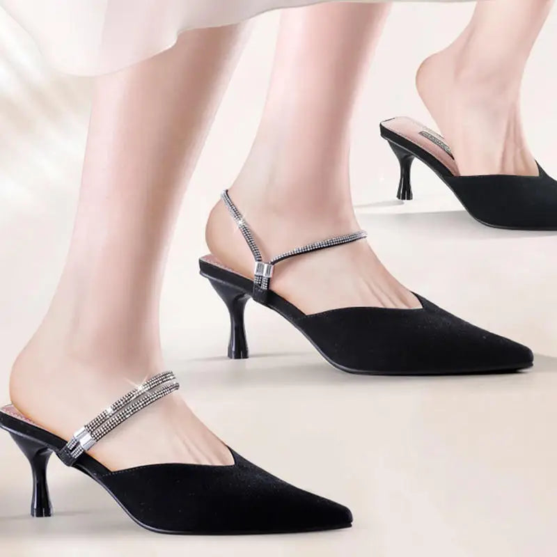 1/2Pairs Rhinestone High Heels Shoes Band Anti-loose Women Diamond Shoelaces Anti-drop Heel Straps Belt Drill Elastic Fixed Belt