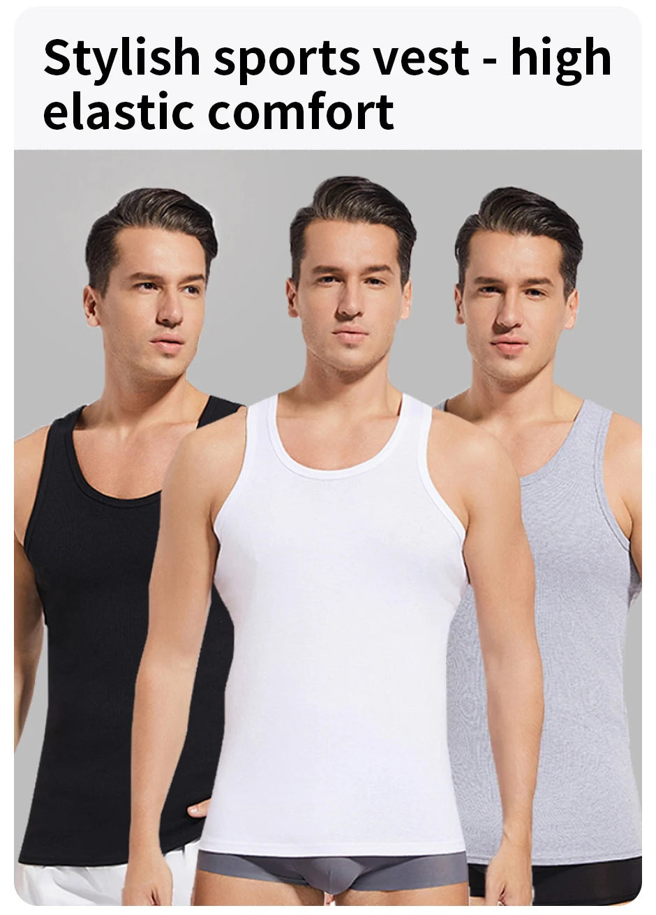5/1 Pcs Men's Pure Cotton Sports Vest Solid Color Classic Four Seasons Thin Joker Sleeveless Slim Vest Youth Fitness Running T