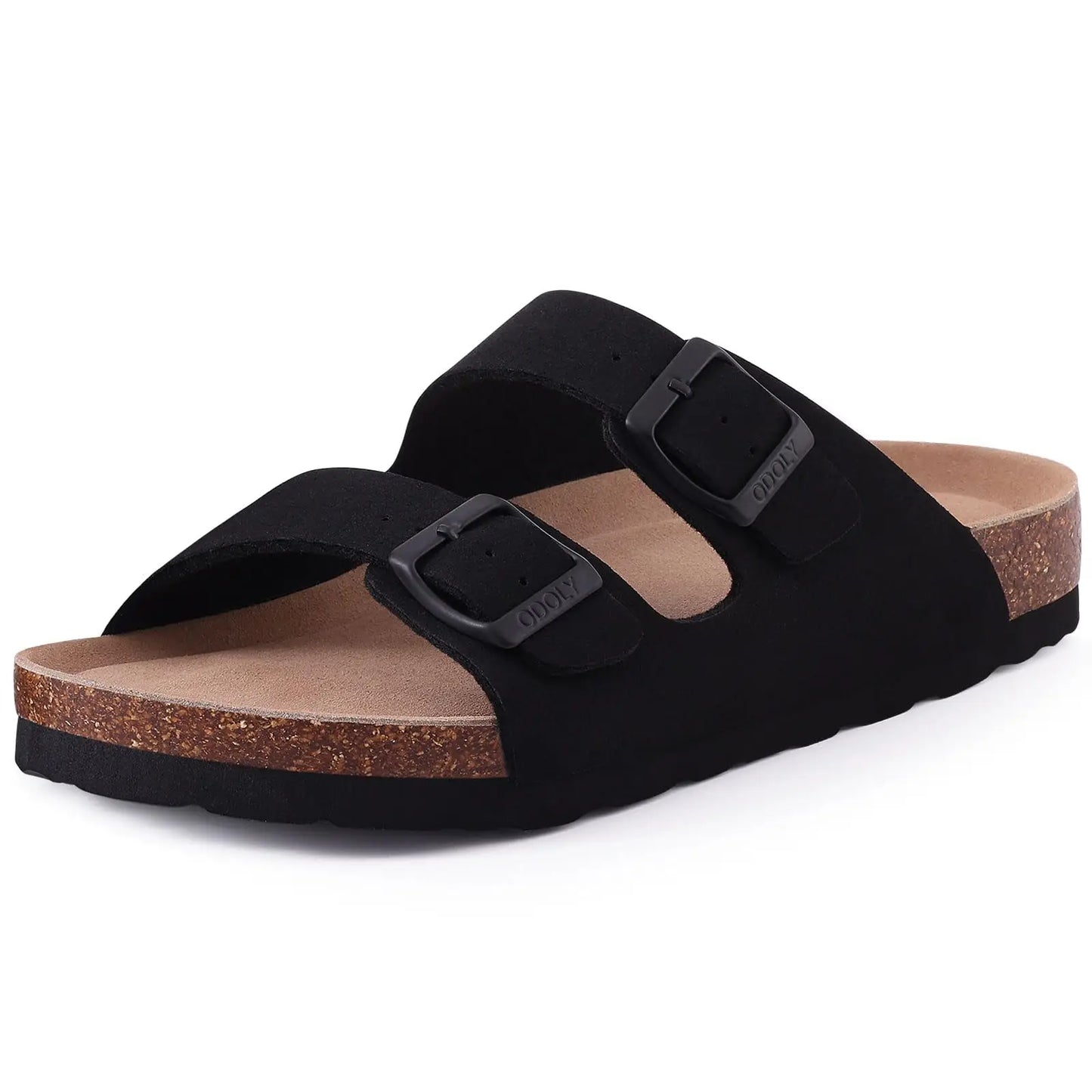 KIDMI Cork Clogs Slippers For Women Cork Footbed Beach Sandals Outdoor Suede Clogs Sandals With Adjustable Buckle Men Sandals