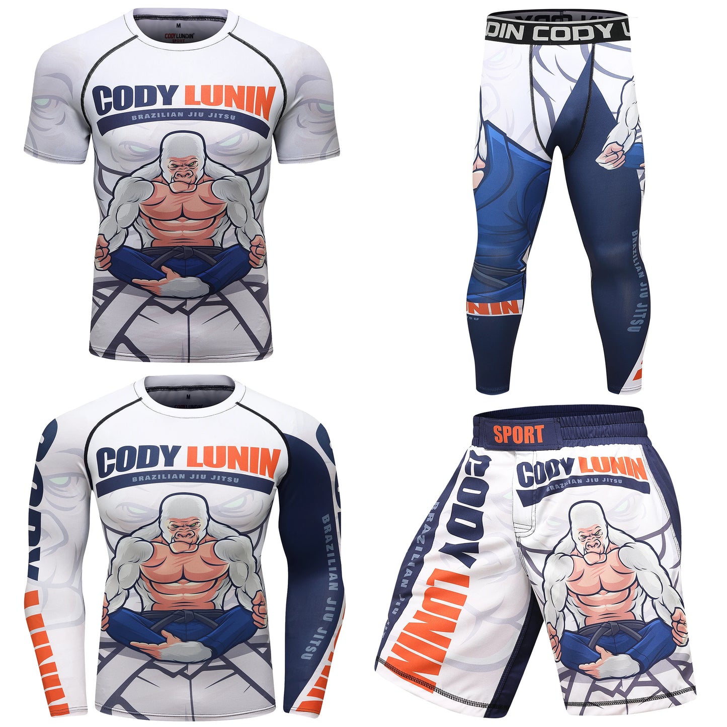 Sublimation Print Compression UV Protection Jersey + MMA Boxing Pants Workout Sport Suit Men Jiu Jitsu Fitness Rash Guard Sets