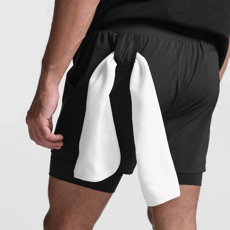 Men's 2-in-1 Running Shorts Quick Dry Gym Sports Shorts Double Layer Breathable Beach Fitness Inner Lining Summer 2025