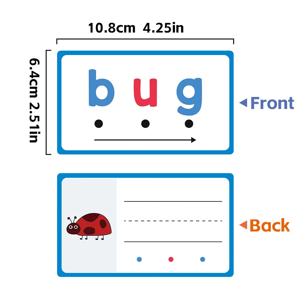 Montessori CVC Words Writing Cards, Phonics Games, Beginning Phonics Word Builders, Sorting Spelling Word Learning Aids, 60 Card