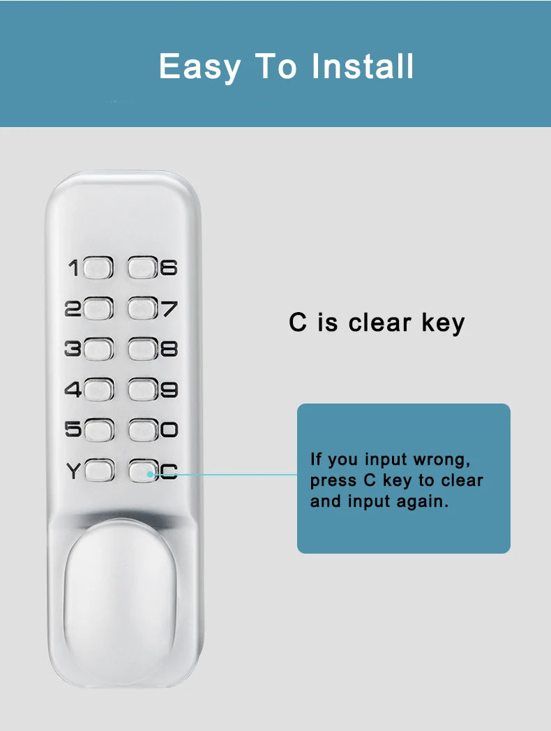 Waterproof Mechanical Password Code Number Single Latch Lock For Outdoor Wooden Door