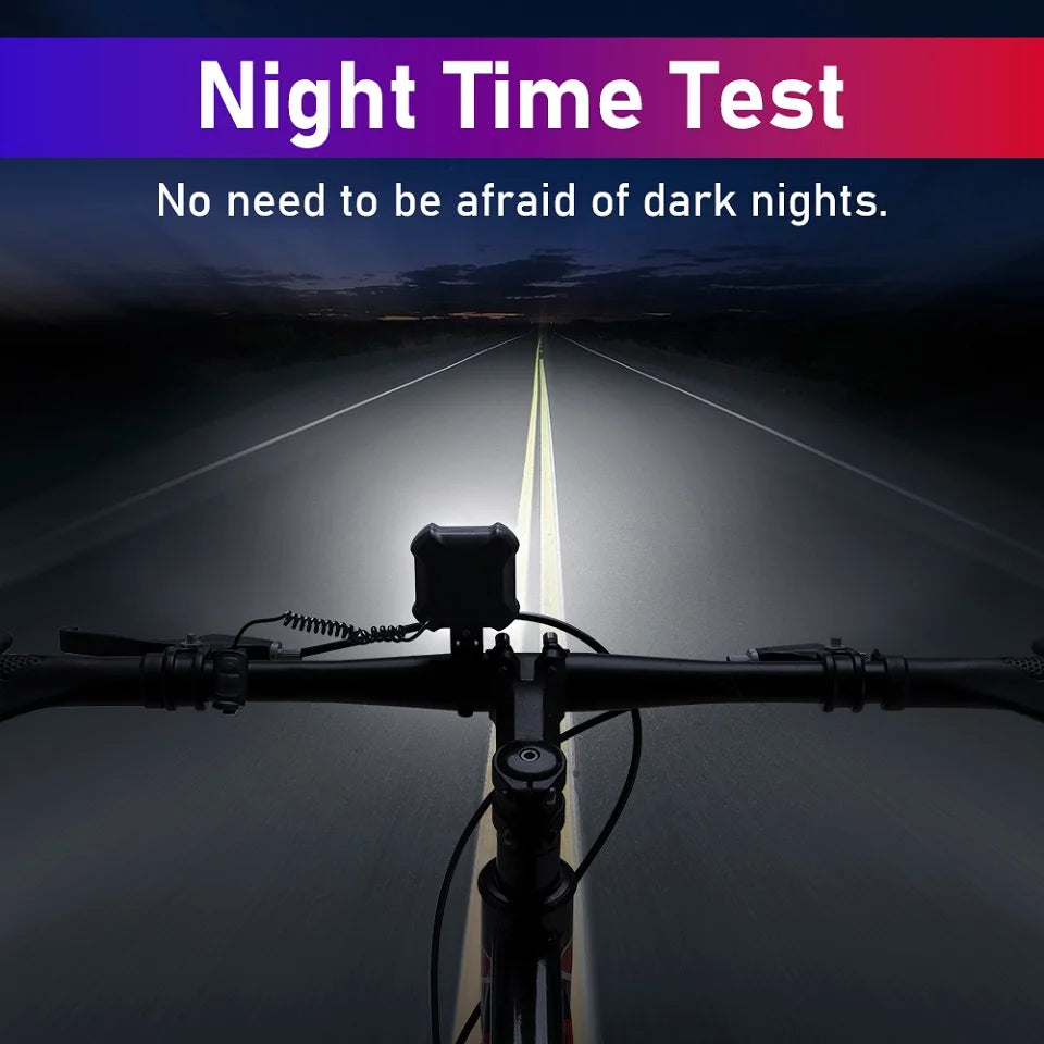 Sectyme Bicycle Light Horn Waterproof IPX6 Waterproof USB Charging Bike Headlight Flashlight 140dB 8 Adjustable Lighting Modes