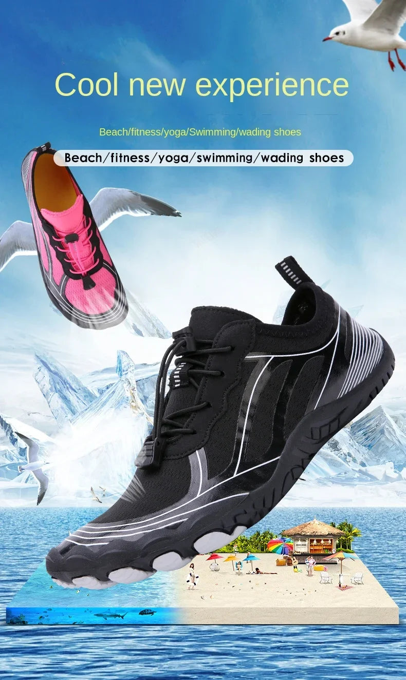 New Couple Water Shoes Aqua Shoes Five-finger Swimming Shoes 35-47 Size Beach Sports Shoes Fashion Men's Fitness Shoes