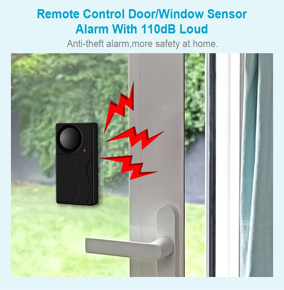 Wireless Door Window Vibration Sensor Alarm 110dB Anti-theft Remote Control Detectors Home Security Alarm System