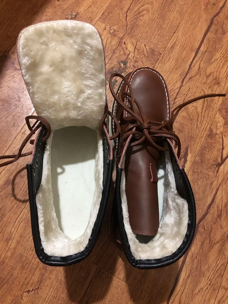 Red Black Winter Mens Shoes Desert Keep Warm Vintage Culture Rookie Men Genuine Leather Motorcycle Boots Men Western