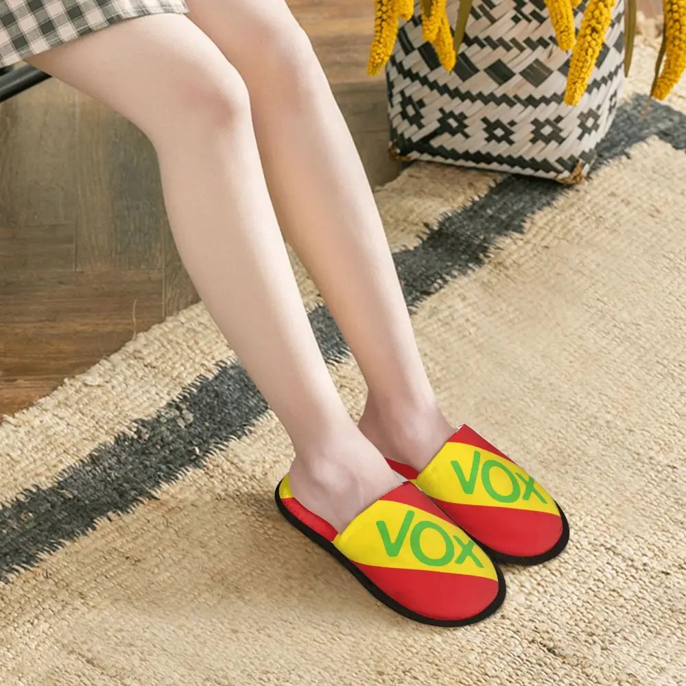 Custom Spain Vox Stripe Flag Soft Scuff With Memory Foam Slippers Women Spanish Political Party Spa House Shoes