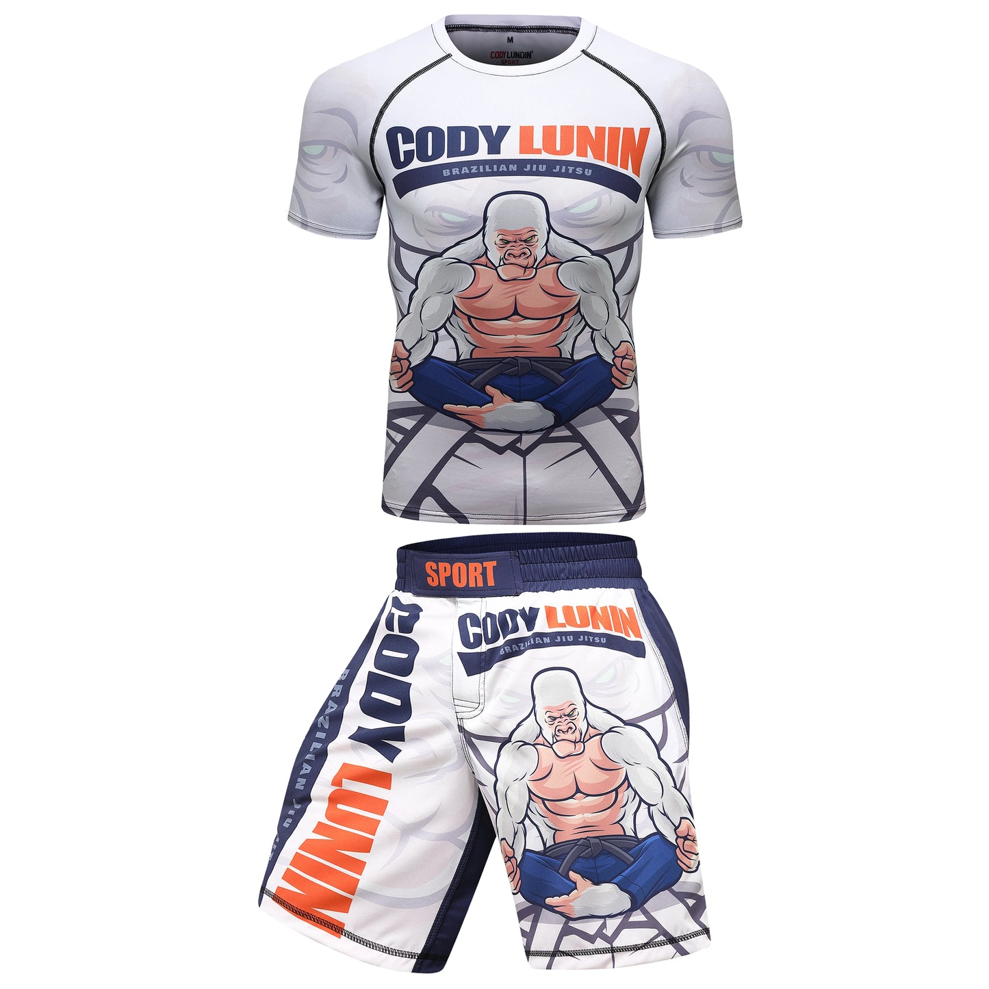 Sublimation Print Compression UV Protection Jersey + MMA Boxing Pants Workout Sport Suit Men Jiu Jitsu Fitness Rash Guard Sets