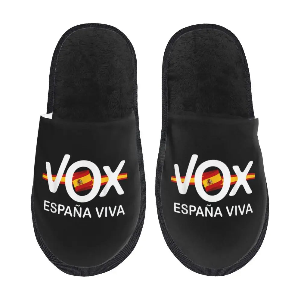 Custom Spain Vox Stripe Flag Soft Scuff With Memory Foam Slippers Women Spanish Political Party Spa House Shoes