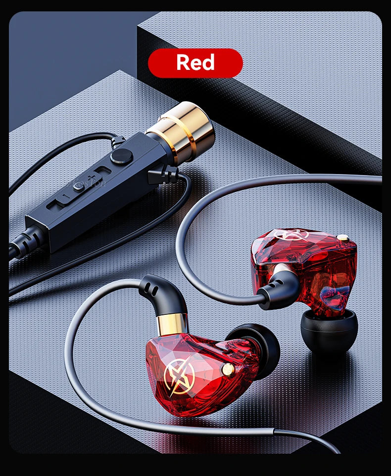 HiFi Wired Headphones with Microphone Noise-Cancelling Dynamic Earphones In Ear Earbuds Bass Headset For Sports Fitness Music