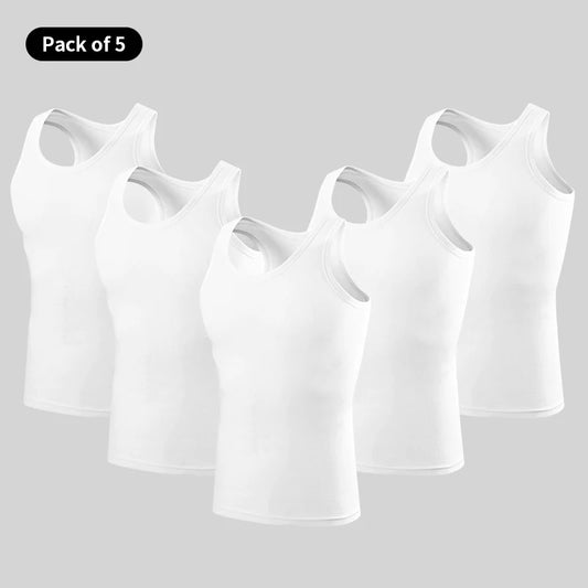 5/1 Pcs Men's Pure Cotton Sports Vest Solid Color Classic Four Seasons Thin Joker Sleeveless Slim Vest Youth Fitness Running T