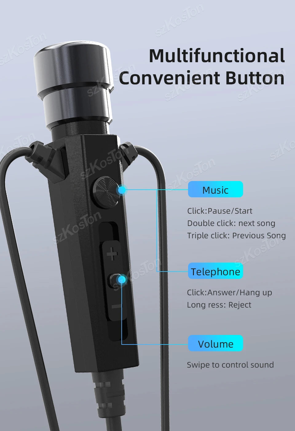 HiFi Wired Headphones with Microphone Noise-Cancelling Dynamic Earphones In Ear Earbuds Bass Headset For Sports Fitness Music