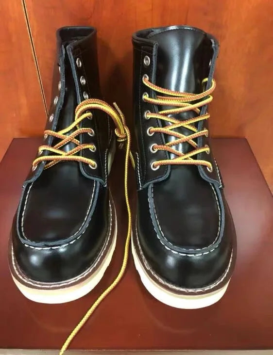 Red Black Winter Mens Shoes Desert Keep Warm Vintage Culture Rookie Men Genuine Leather Motorcycle Boots Men Western