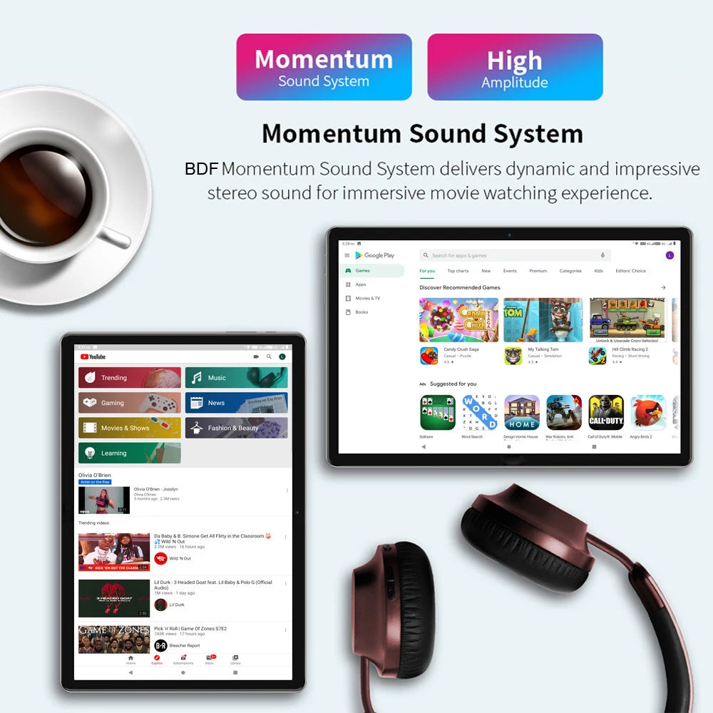 2025 New Google Pad 10.1 Inch Tablets 2K FHD Display Octa Core 8GB RAM 256GB ROM Dual 4G LTE 5G WiFi Android Tablet PC 8000mAh