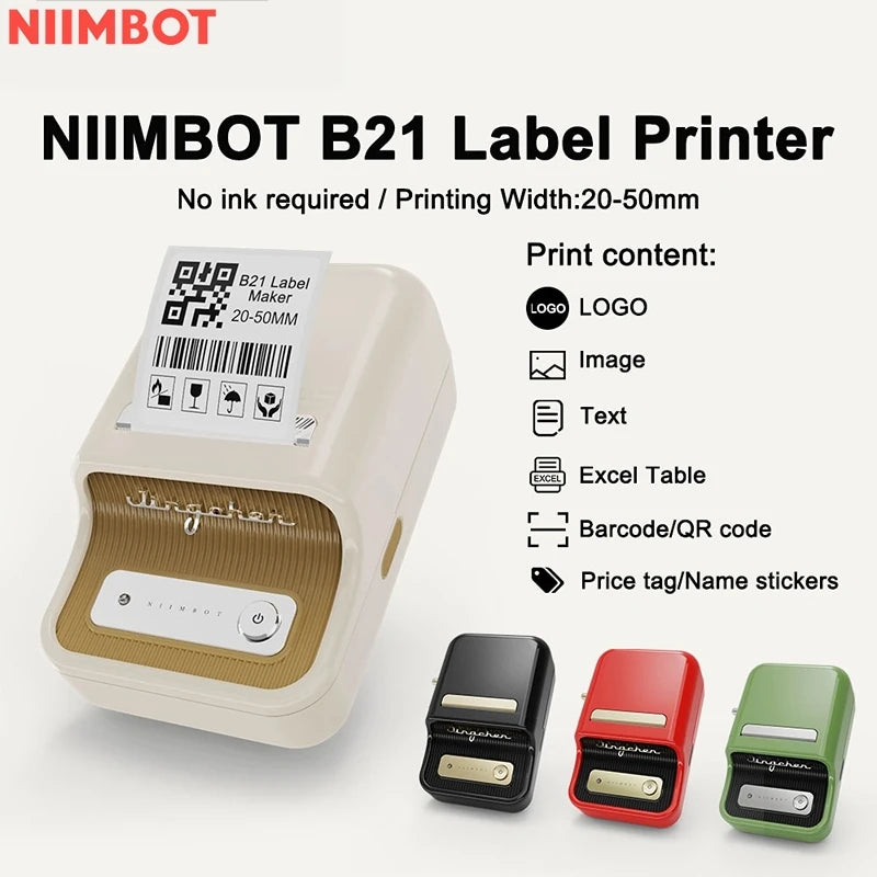 NIIMBOT B21 Label Printer Portable Wir-eless Bluetooth Thermal Label Maker Sticker Printer Label paper