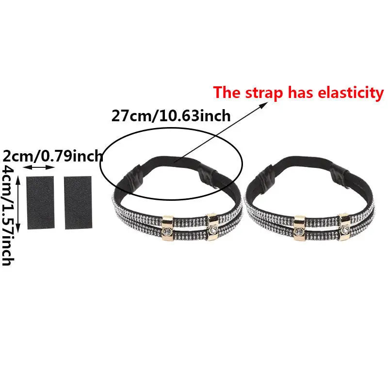 1/2Pairs Rhinestone High Heels Shoes Band Anti-loose Women Diamond Shoelaces Anti-drop Heel Straps Belt Drill Elastic Fixed Belt