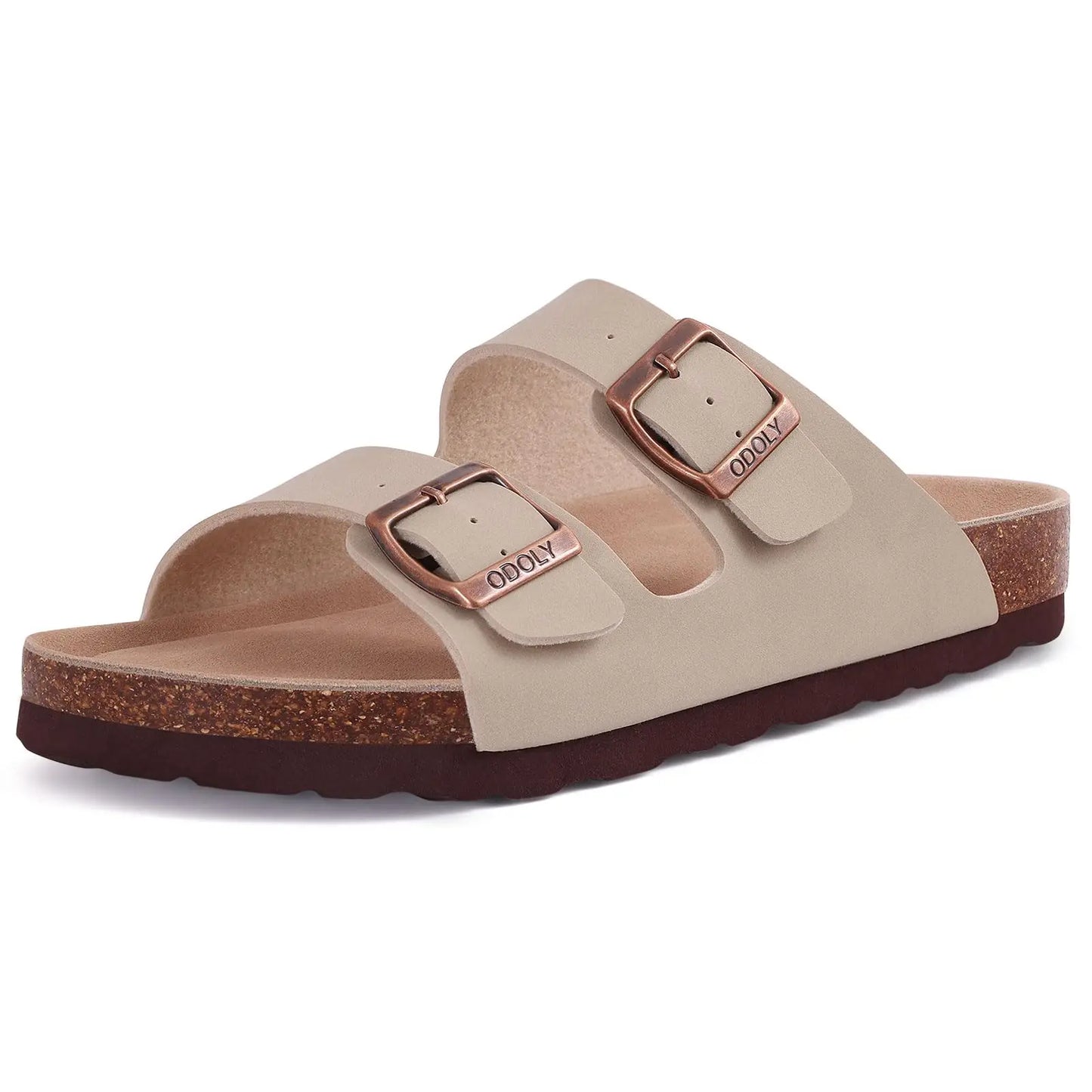 KIDMI Cork Clogs Slippers For Women Cork Footbed Beach Sandals Outdoor Suede Clogs Sandals With Adjustable Buckle Men Sandals