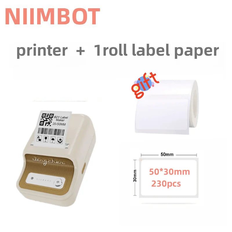 NIIMBOT B21 Label Printer Portable Wir-eless Bluetooth Thermal Label Maker Sticker Printer Label paper
