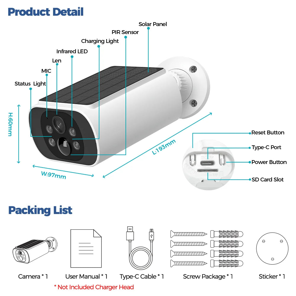 ALEVIO Solar Camera Outdoor WIFI  Wireless Security Cam 2.5K Ultra Standby Time PIR Light Color Night Vision AI Detect CCTV Cam