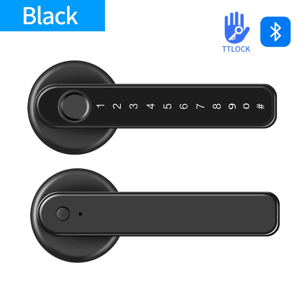 Smart Door Lock Handle With Fingerprint Key card Digital Door Lock Keypad Key Entry electronic lock Mobile APP Control
