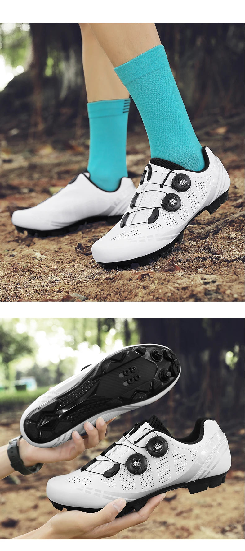 Double Buckle Cycling Shoes Men Women Nylon Bike Riding Shoes Mountain Road Bicycle Sneakers Cycling Fitness Training Shoes Male