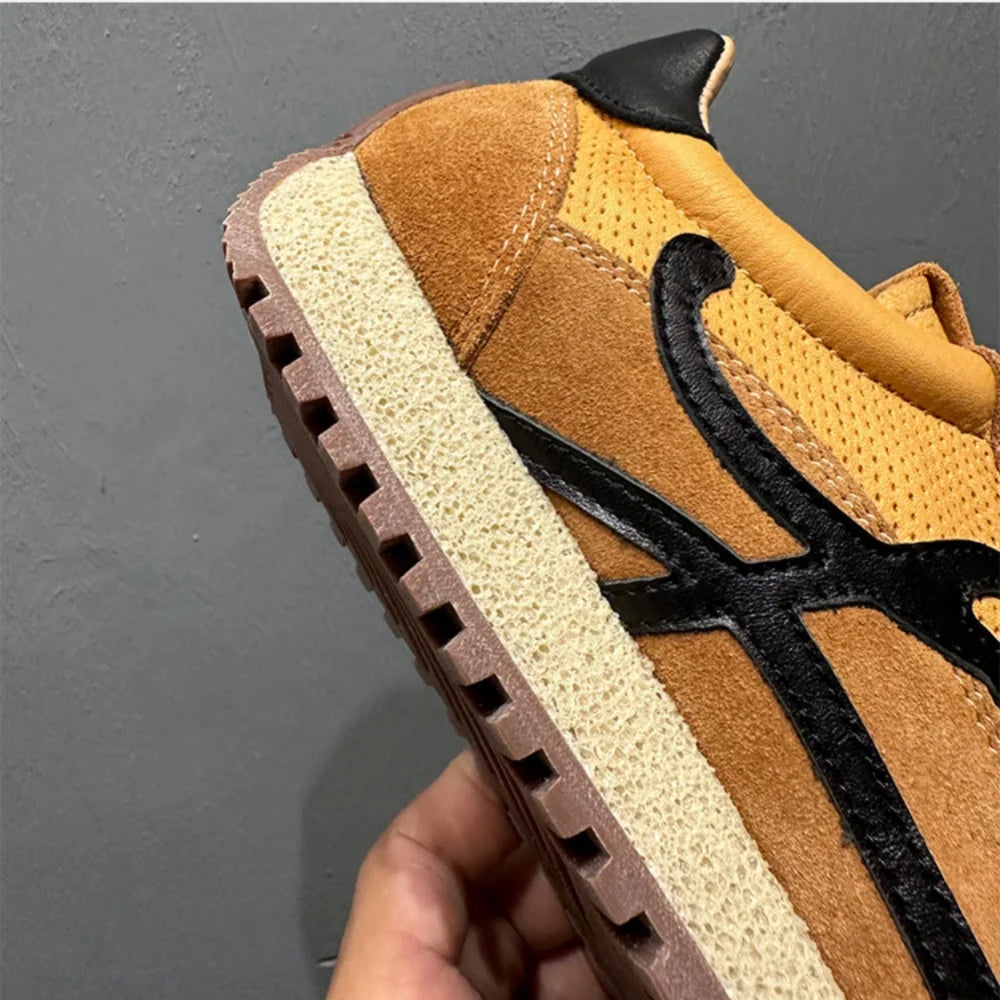 QHCCID Handmade Cowhide Breathable Shoes Sneakers Training Soft Sole Shoes