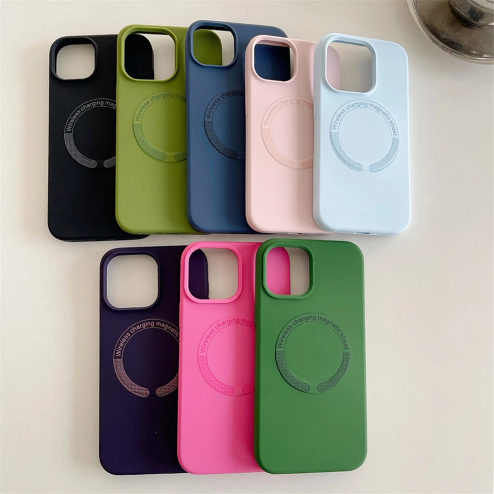 For Magsafe Phone Case For iPhone 17 16 15 Pro Max 14 13 12 11 Magnetic Wireless Charge Liquid Silicone Shockproof Bumper Cover