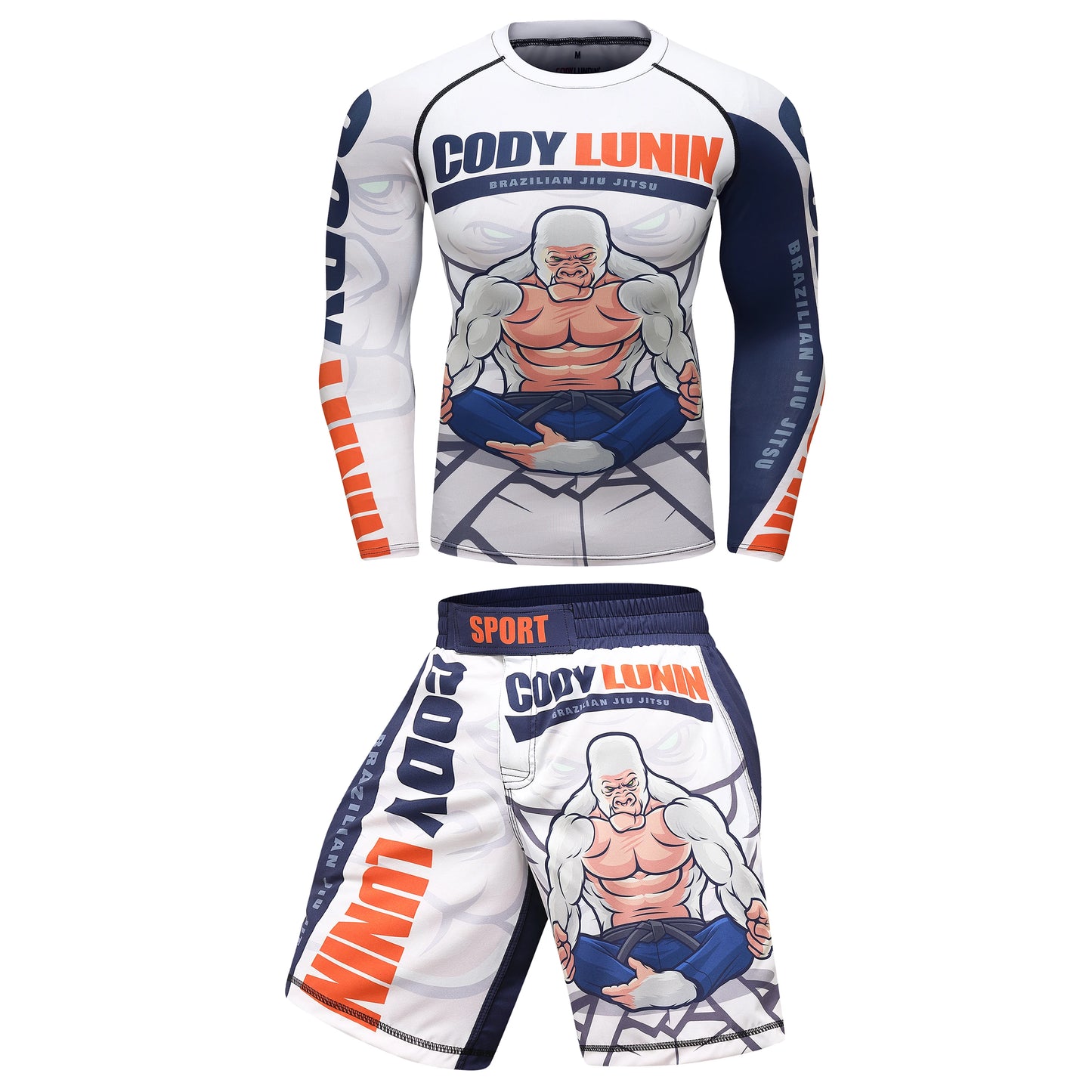Sublimation Print Compression UV Protection Jersey + MMA Boxing Pants Workout Sport Suit Men Jiu Jitsu Fitness Rash Guard Sets