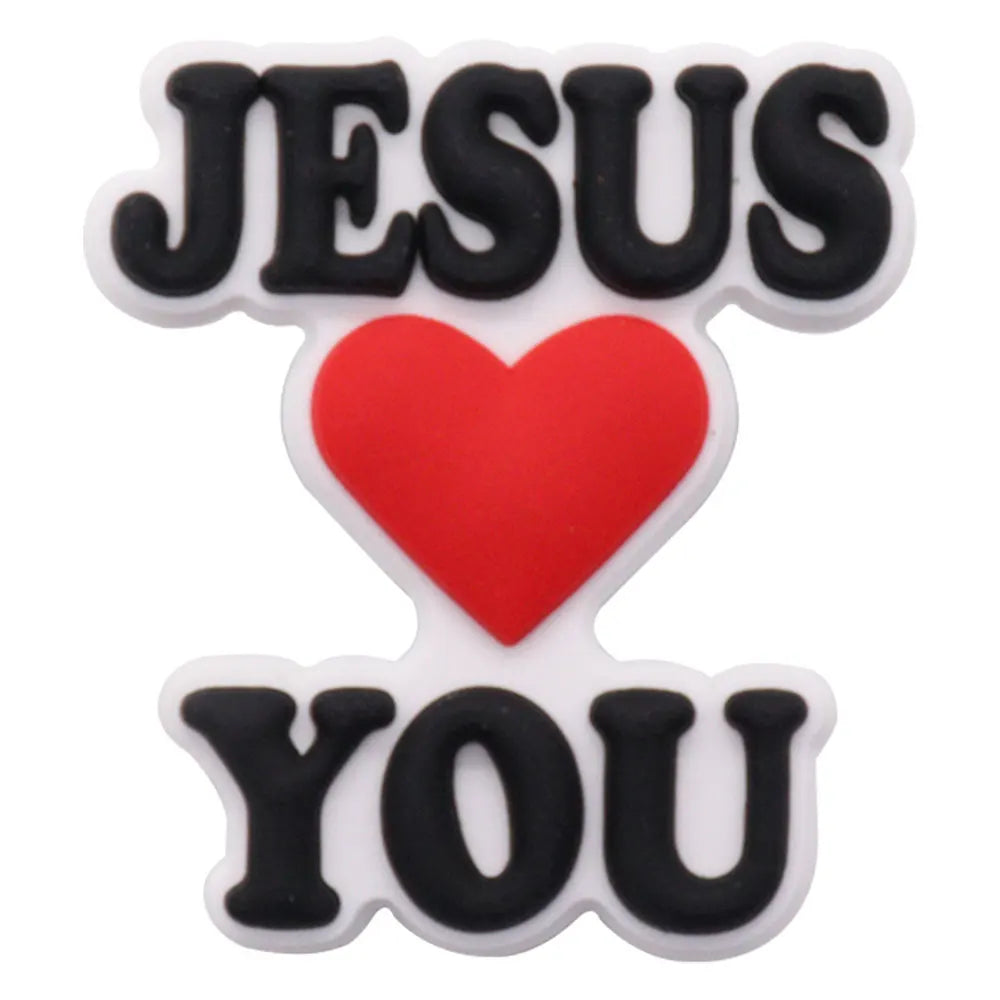 1-14Pcs Faith Jesus Love You Cross God Adult Shoe Buckle Charms Man Decorations DIY Kids Birthday Gifts