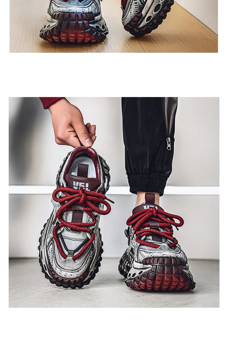 Retro Autumn Low-top Thick-sole Dad Shoes Men's Fashionable Breathable Comfortable Casual Shoes  Outdoor Walking Fitness Youth