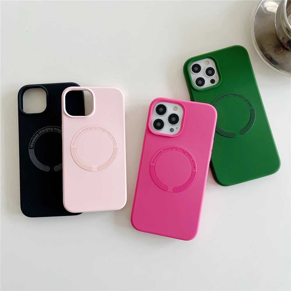 For Magsafe Phone Case For iPhone 17 16 15 Pro Max 14 13 12 11 Magnetic Wireless Charge Liquid Silicone Shockproof Bumper Cover